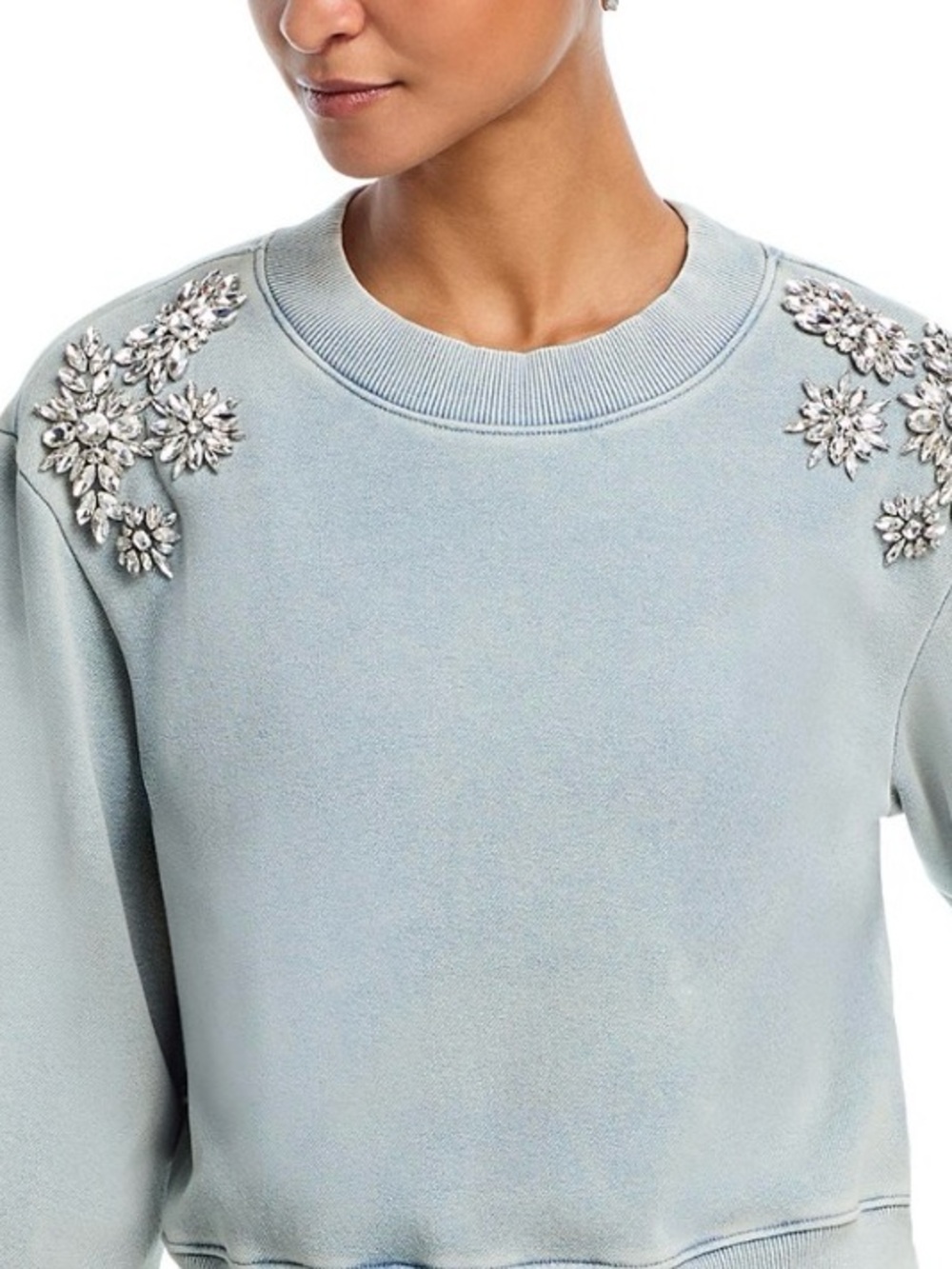 Generation Love Light Blue Embellished Shoulder Sweatshirt
